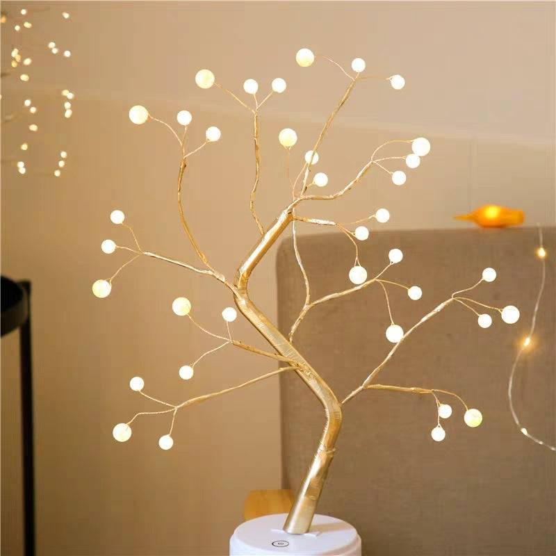 Luminous Sculptural Tree Lamp – Artisan Light Sculpture with Ball or Rice Grain LEDs