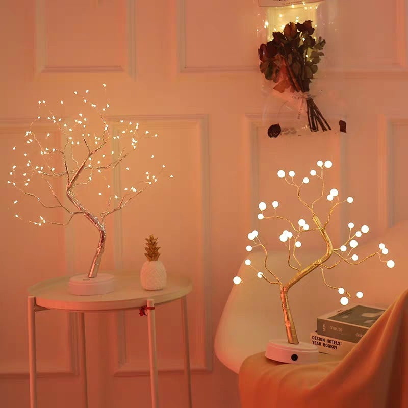 Luminous Sculptural Tree Lamp – Artisan Light Sculpture with Ball or Rice Grain LEDs