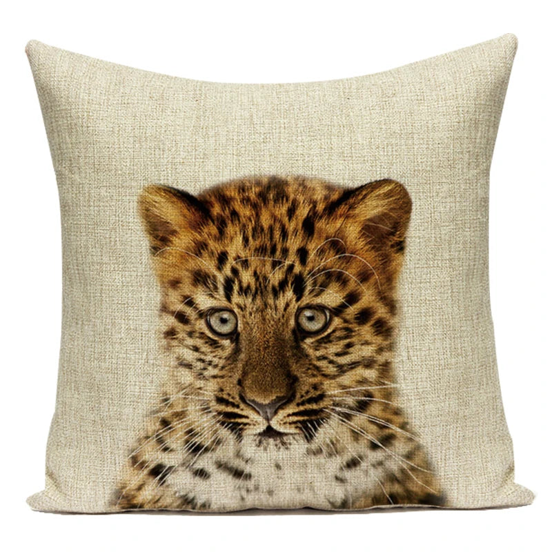 Animals Monkey Deer Lion Pattern Cushion Cover Polyester Tiger Lion Pillowcase Home Decor Throw Pillow Cover for Sofa Seat