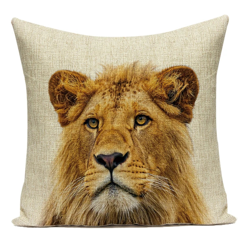 Animals Monkey Deer Lion Pattern Cushion Cover Polyester Tiger Lion Pillowcase Home Decor Throw Pillow Cover for Sofa Seat