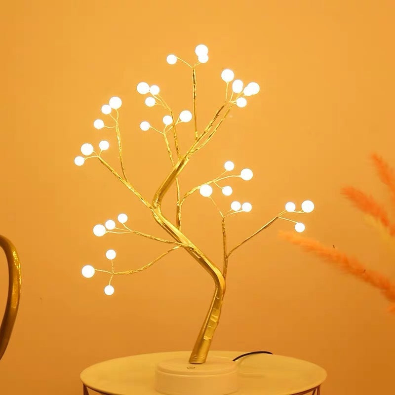 Luminous Sculptural Tree Lamp – Artisan Light Sculpture with Ball or Rice Grain LEDs