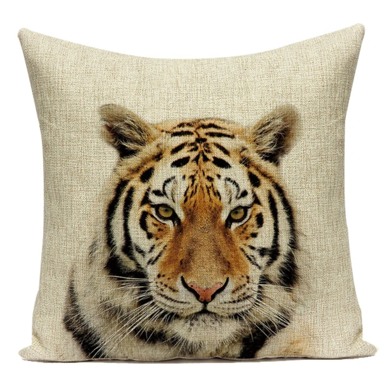 Animals Monkey Deer Lion Pattern Cushion Cover Polyester Tiger Lion Pillowcase Home Decor Throw Pillow Cover for Sofa Seat