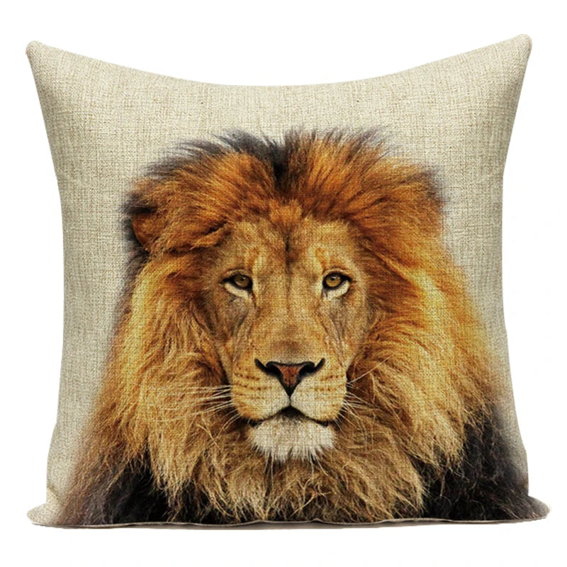 Animals Monkey Deer Lion Pattern Cushion Cover Polyester Tiger Lion Pillowcase Home Decor Throw Pillow Cover for Sofa Seat