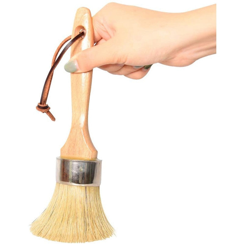 Wax Brush for Furniture | Large 2-In-1 Round | Natural Bristles-0