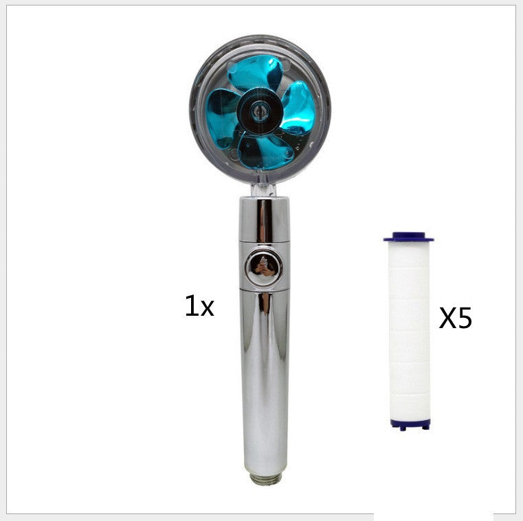 Relaxing Propeller Driven Shower Head with an in-built replaceable Cotton Filter.