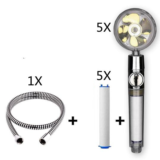 Relaxing Propeller Driven Shower Head with an in-built replaceable Cotton Filter.