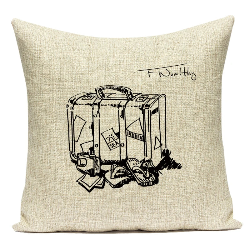 Triumphal Arch Eiffel Tower Pattern Cushion Cover Throw Pillow Cover for Bed Home Decor Square London Bridge Pillowcase