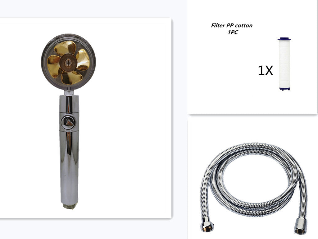 Relaxing Propeller Driven Shower Head with an in-built replaceable Cotton Filter.