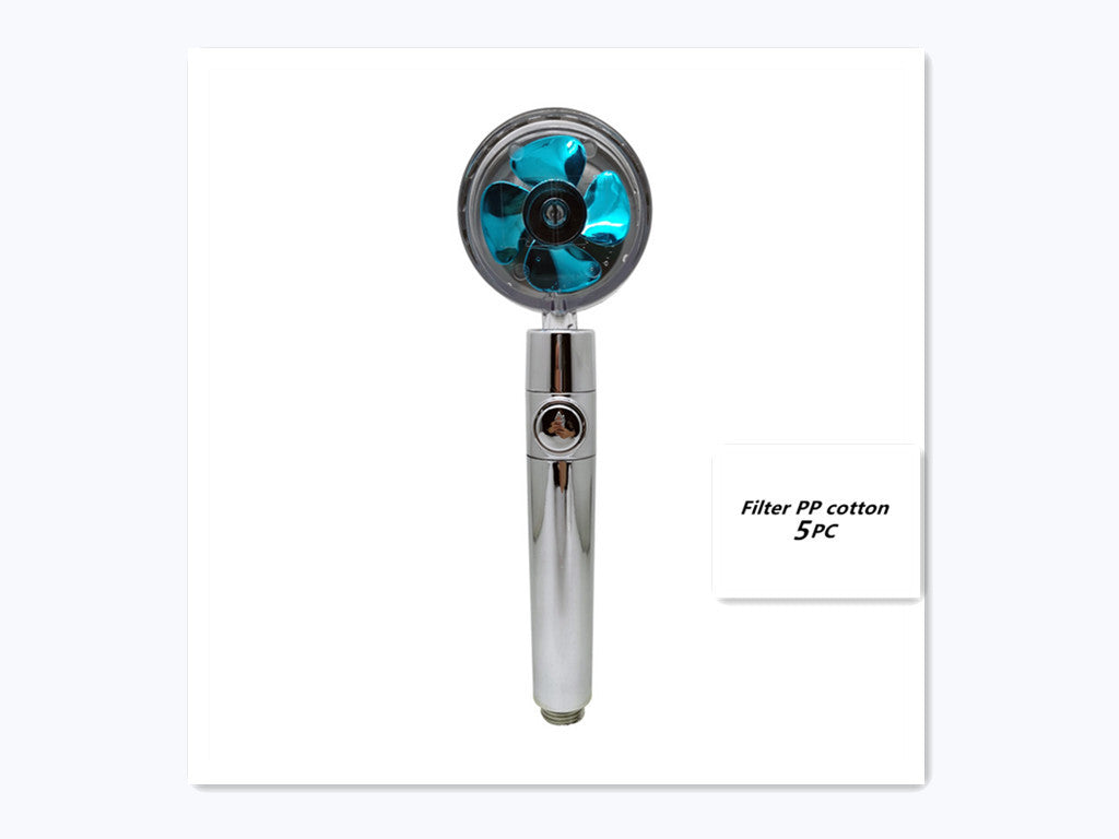 Relaxing Propeller Driven Shower Head with an in-built replaceable Cotton Filter.