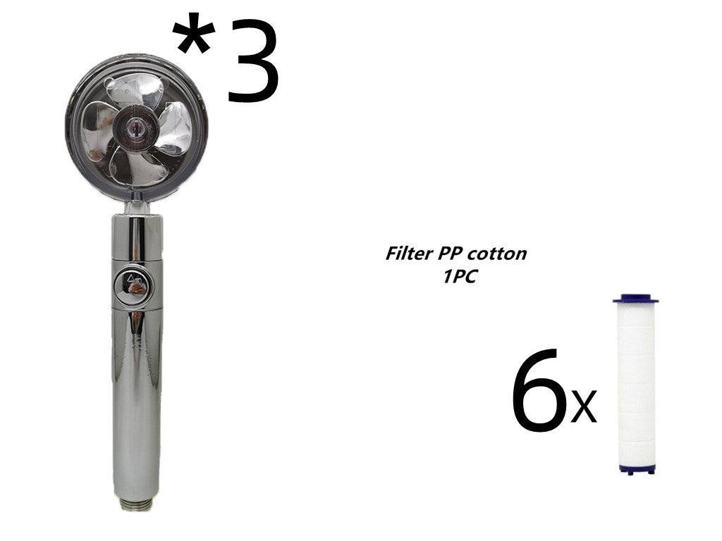 Relaxing Propeller Driven Shower Head with an in-built replaceable Cotton Filter.