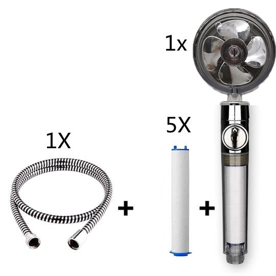 Relaxing Propeller Driven Shower Head with an in-built replaceable Cotton Filter.