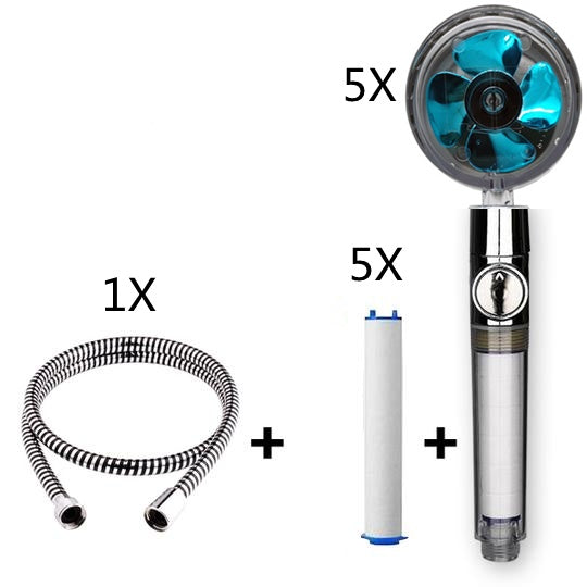 Relaxing Propeller Driven Shower Head with an in-built replaceable Cotton Filter.
