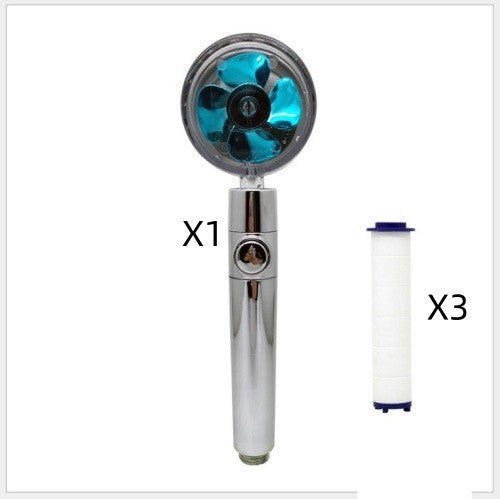 Relaxing Propeller Driven Shower Head with an in-built replaceable Cotton Filter.