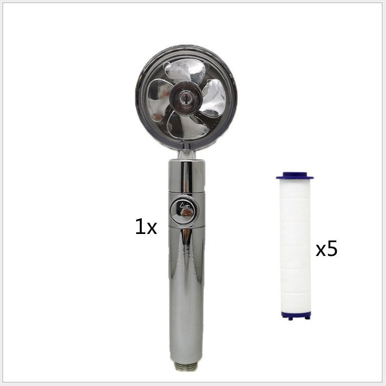 Relaxing Propeller Driven Shower Head with an in-built replaceable Cotton Filter.