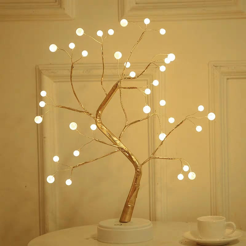 Luminous Sculptural Tree Lamp – Artisan Light Sculpture with Ball or Rice Grain LEDs