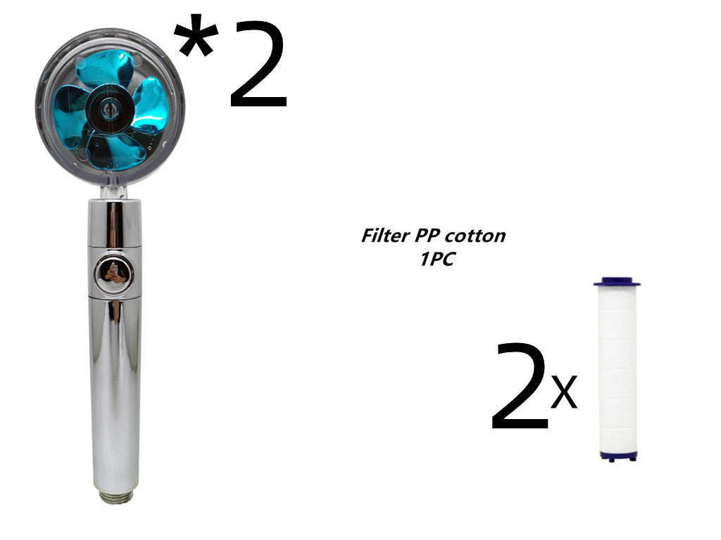 Relaxing Propeller Driven Shower Head with an in-built replaceable Cotton Filter.
