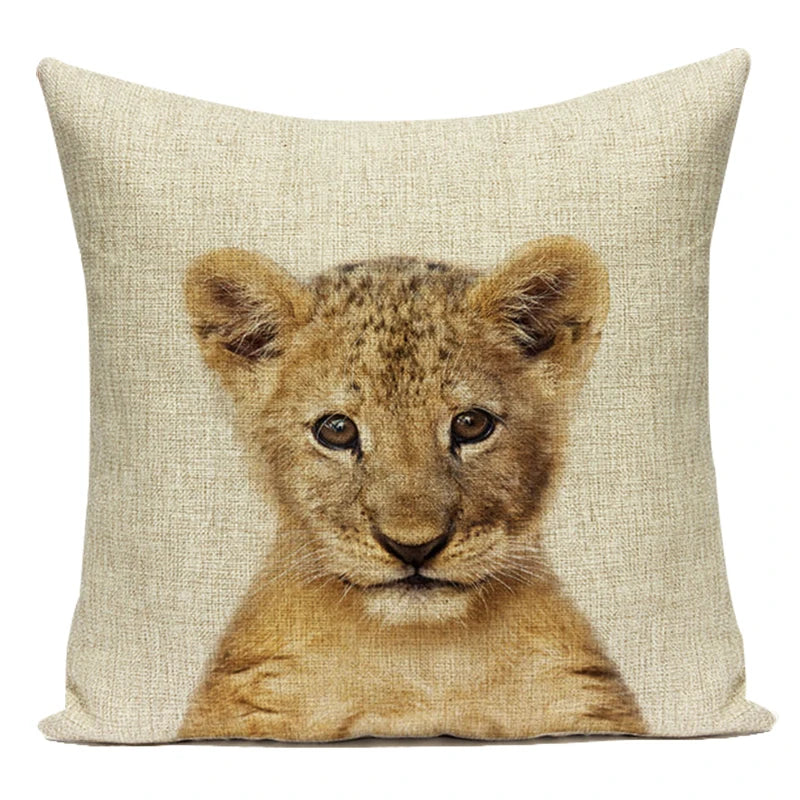 Animals Monkey Deer Lion Pattern Cushion Cover Polyester Tiger Lion Pillowcase Home Decor Throw Pillow Cover for Sofa Seat