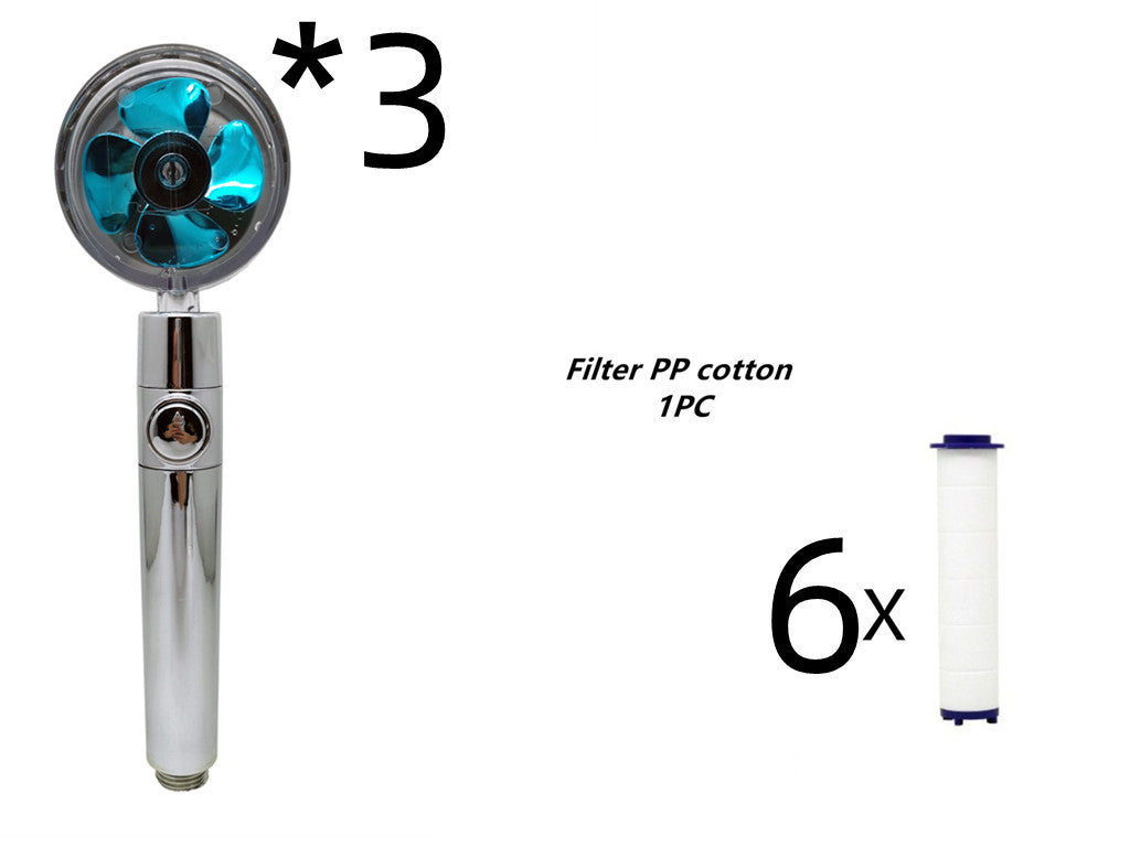 Relaxing Propeller Driven Shower Head with an in-built replaceable Cotton Filter.