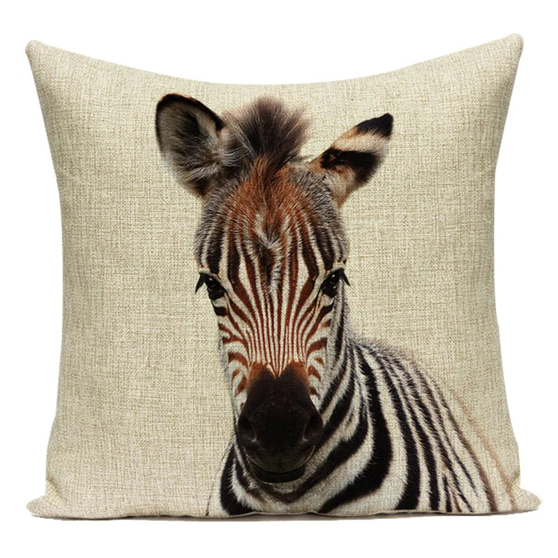 Animals Monkey Deer Lion Pattern Cushion Cover Polyester Tiger Lion Pillowcase Home Decor Throw Pillow Cover for Sofa Seat
