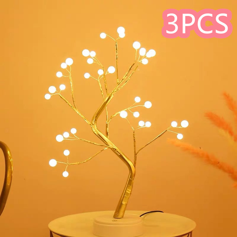 Luminous Sculptural Tree Lamp – Artisan Light Sculpture with Ball or Rice Grain LEDs