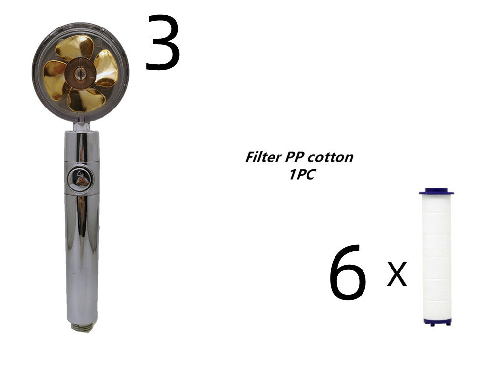 Relaxing Propeller Driven Shower Head with an in-built replaceable Cotton Filter.