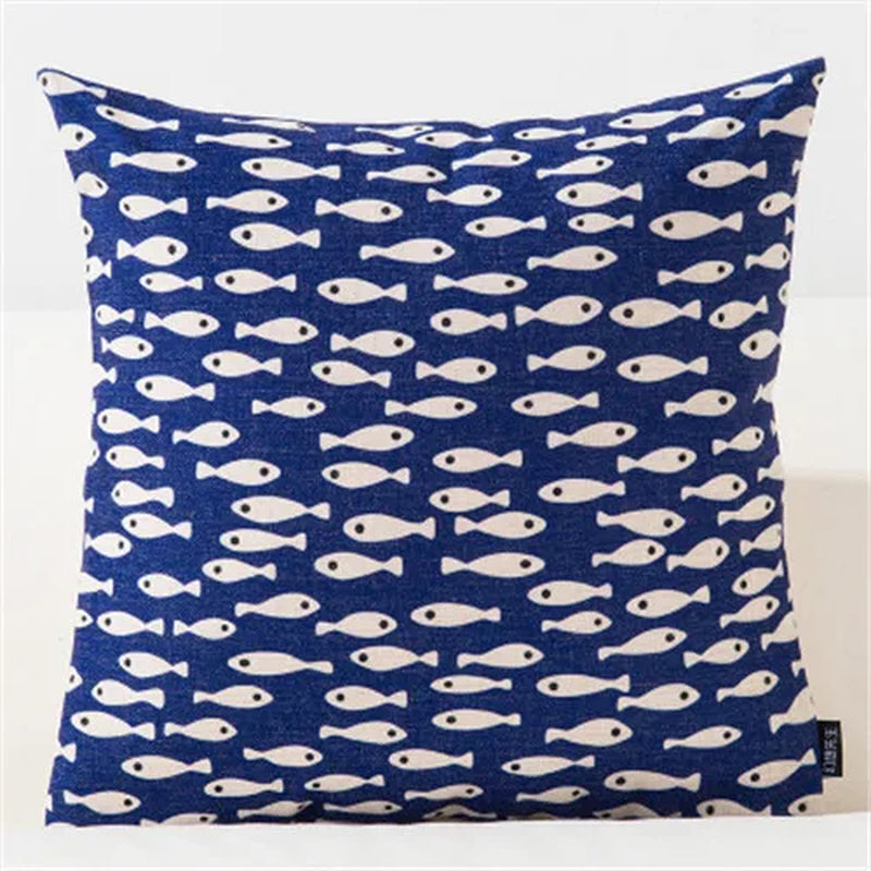 Nordic Style Decorative Throw Pillow Case Blue Geometric Lumbar Pillow Cushion Cover Case Decoration for Sofa Home Cojines 45X45