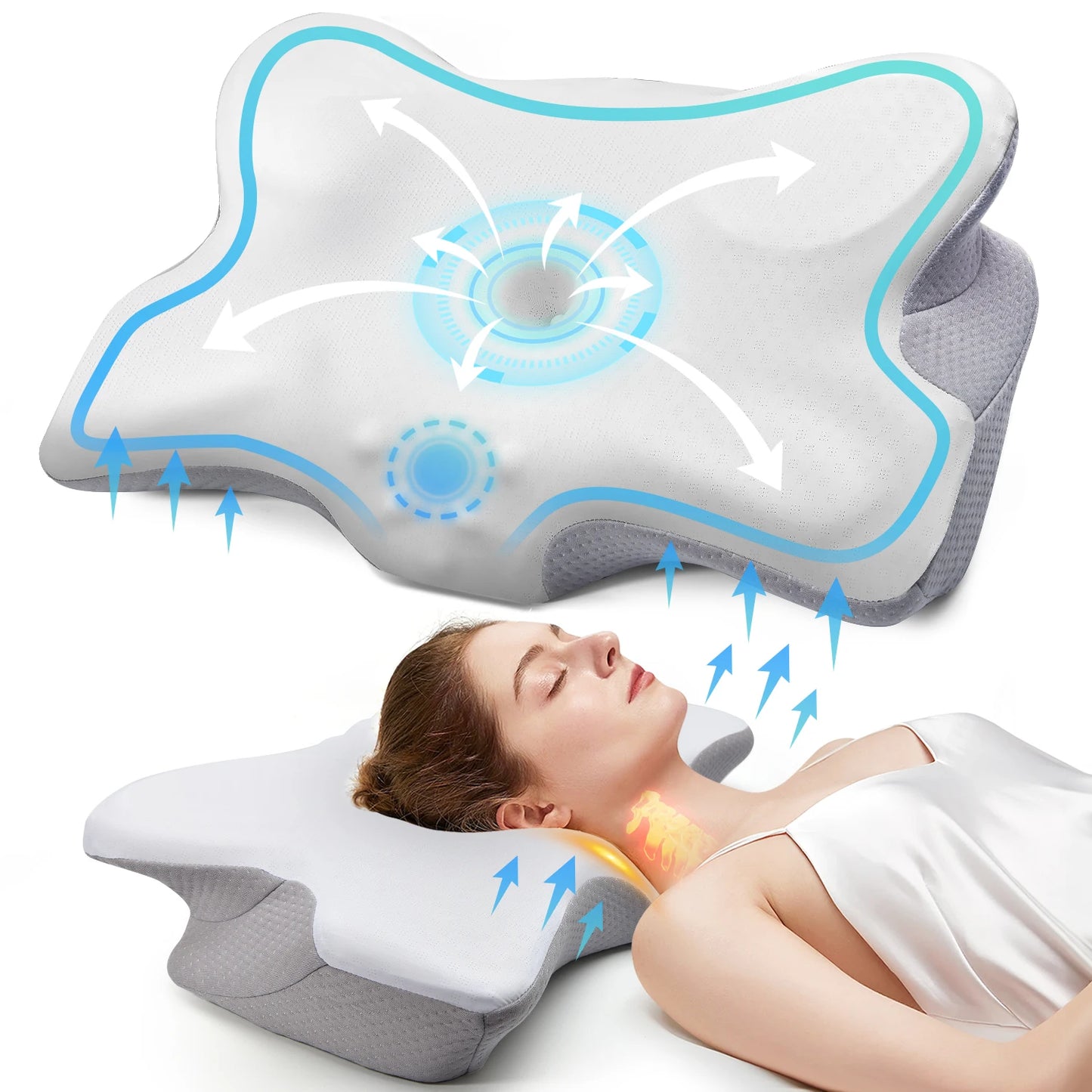 Pulatree New Odorless Orthopedic Pillow for Neck and Shoulder Pain Memory Foam Neck Pillow Ergonomic Sleeping Cervical Pillow